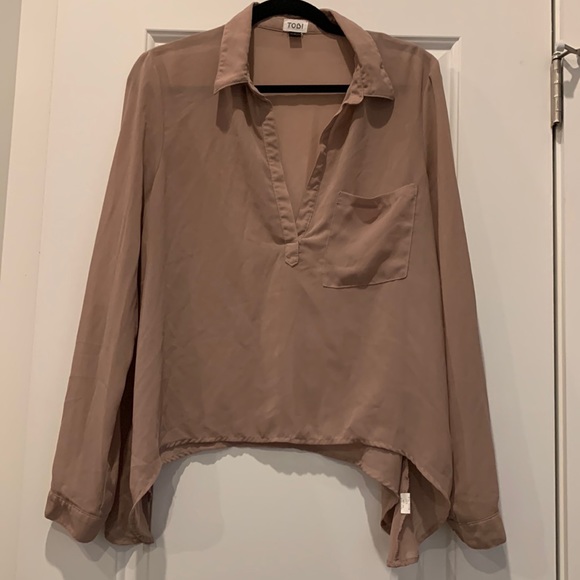Tobi Tops - Tobi dusty pink portofino style shirt